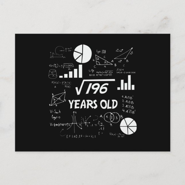 Postal Regalo de cumpleaños geek de matemáticas para 14 a (Anverso)