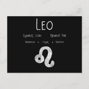 Postal Regalo de Cumpleaños Leo Signo Zodiacal León Fuego
