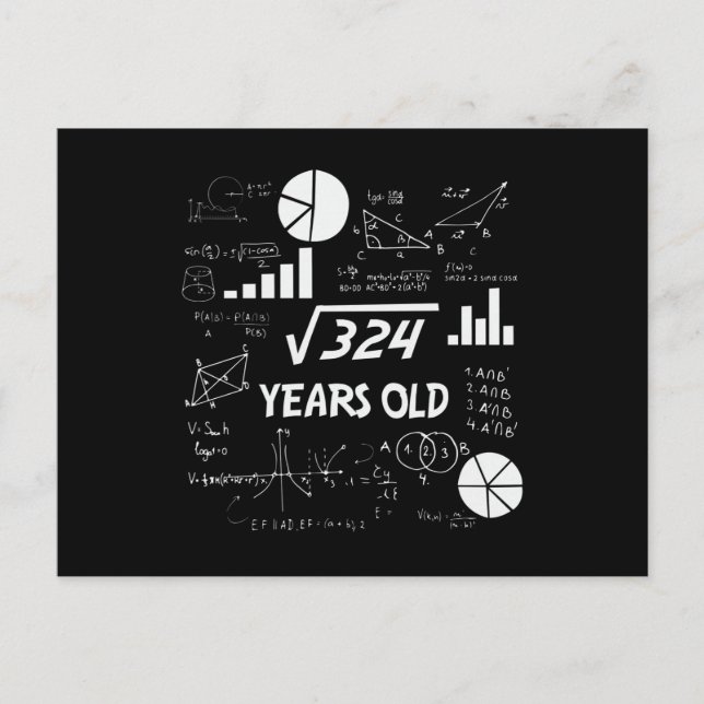 Postal Regalo de cumpleaños número 18 geek de matemáticas (Anverso)
