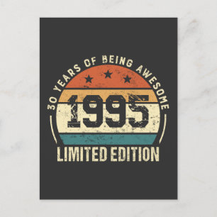 Postal Regalo de cumpleaños número 30 Retro Vintage 1995 