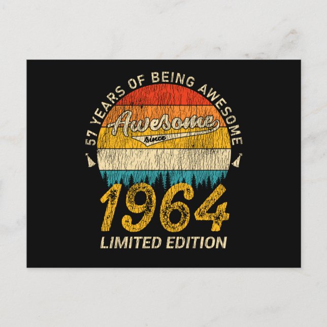 Postal Regalo de cumpleaños número 61 Retro de 1964 para  (Anverso)