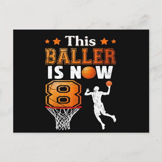 Postal Regalo de cumpleaños número 8 Este Baloncestista C (Anverso)