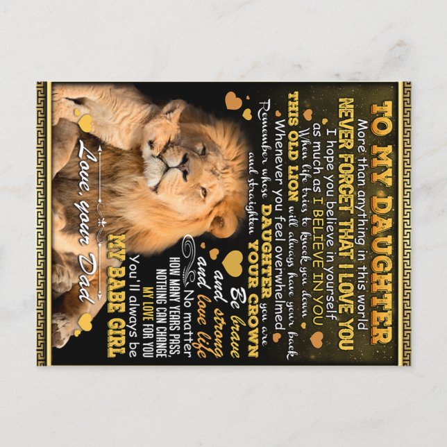 Postal Regalo de cumpleaños para mi esposa león, idea de  (Anverso)