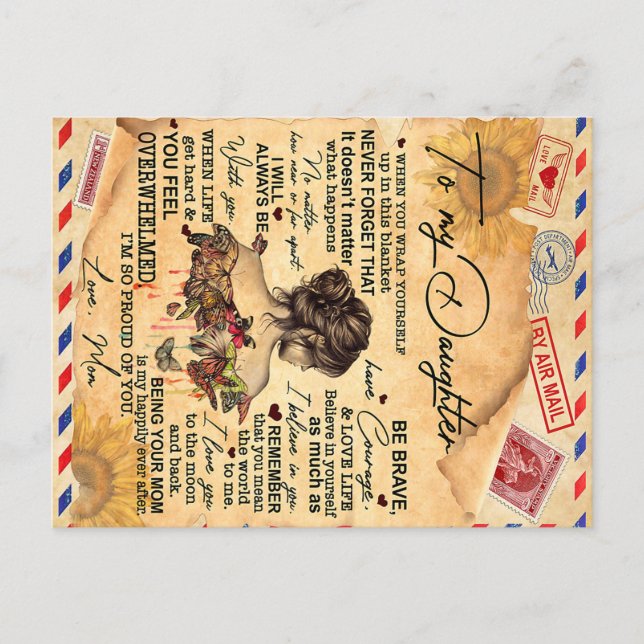 Postal Regalo de cumpleaños para mi hija mariposas idea d (Anverso)