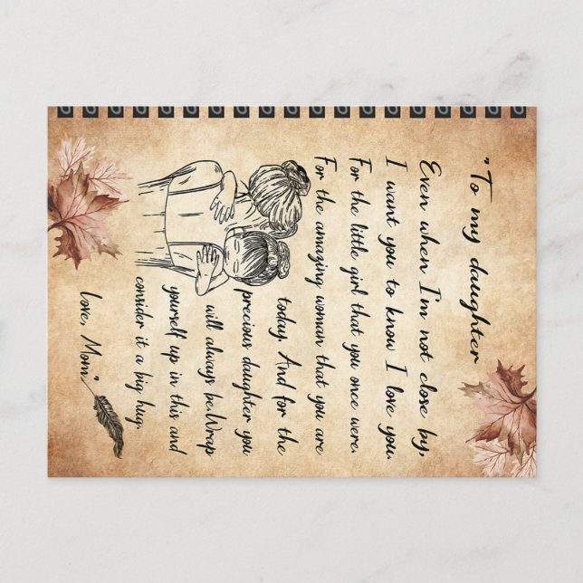 Postal Regalo de cumpleaños para mi hija, regalo de mamá  (Anverso)