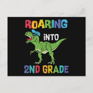 Postal Regalo de dinosaurio para niños de 2do grado para 