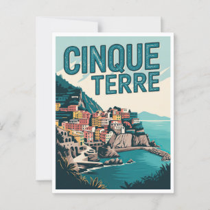 Postal Regalo de diseño de caminatas Retro Cinque Terre