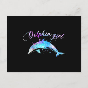 Postal Regalo de Dolphin Lover Chica de delfines Galaxy