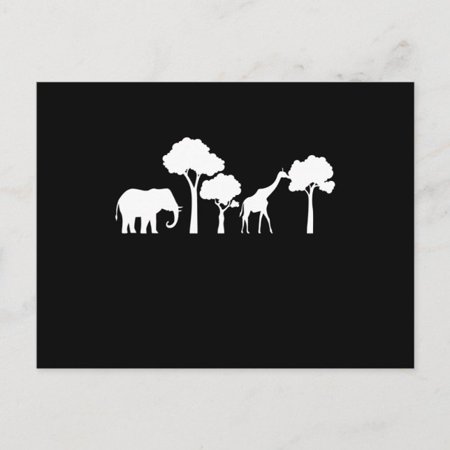 Postal Regalo de elefante jirafa África Zoológico Safari  (Anverso)
