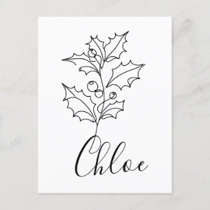 Postal Regalo de Flor de Cumpleaños de Acebo de Diciembre