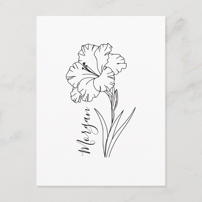Postal Regalo de Flor de Cumpleaños Gladiolo de Agosto Pe (Anverso)