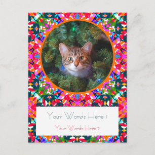 Postal Regalo de foto de Navidad personalizado en rosa, n