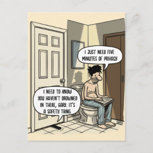 Postal Regalo de humor de baño para papá de gato divertid
