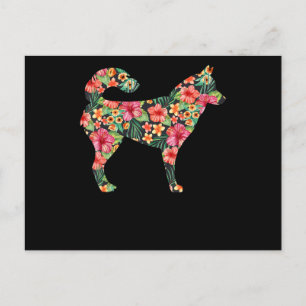 Postal Regalo de husky siberiano floral Regalo de perro