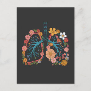 Postal Regalo de Ilustracion de vectores de pulmones flor