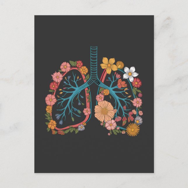 Postal Regalo de Ilustracion de vectores de pulmones flor (Anverso)