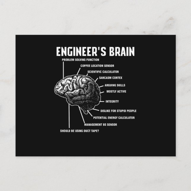 Postal Regalo de ingeniero de ingeniería cerebral para in (Anverso)