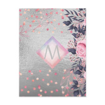 Regalo de la Marina Plata Monograma Rosegold Girly