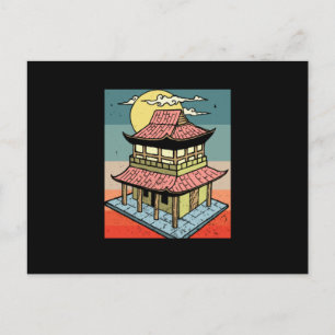 Postal Regalo de las pagodas chinas antiguas retro asiáti