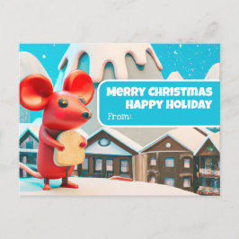 Postal Regalo de los ratones de la ciudad de Navidad