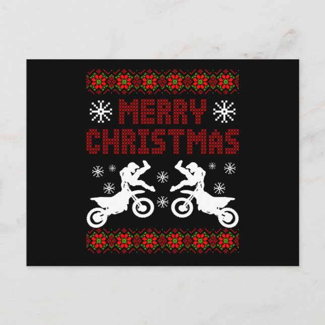 Postal Regalo de motocicleta Merry Christmas Biker Motocr (Anverso)
