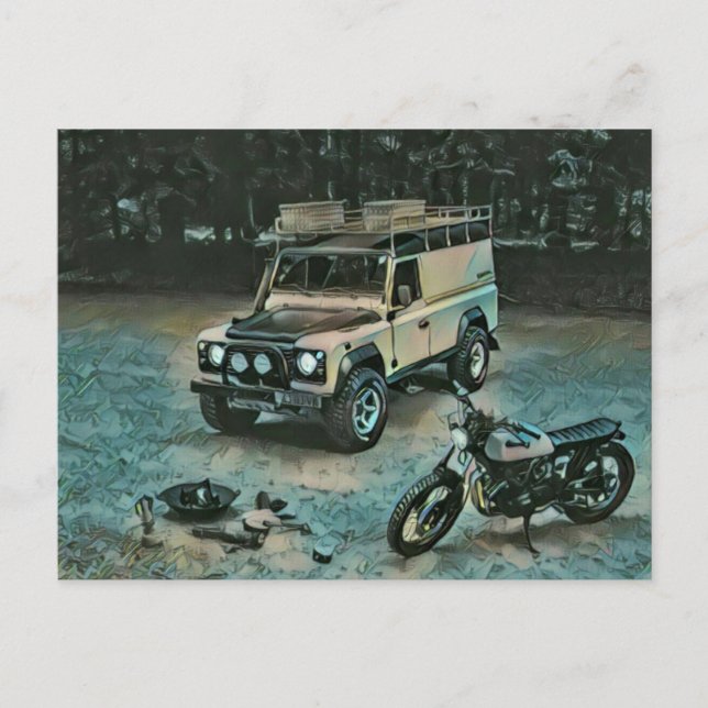 Postal Regalo de motocicleta retro (Anverso)