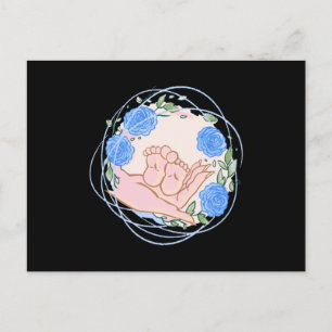 Postal Regalo de partera agradecimiento mano con pies de 