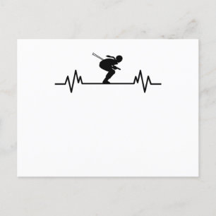Postal Regalo de ritmo cardíaco de esquí, diversión de es