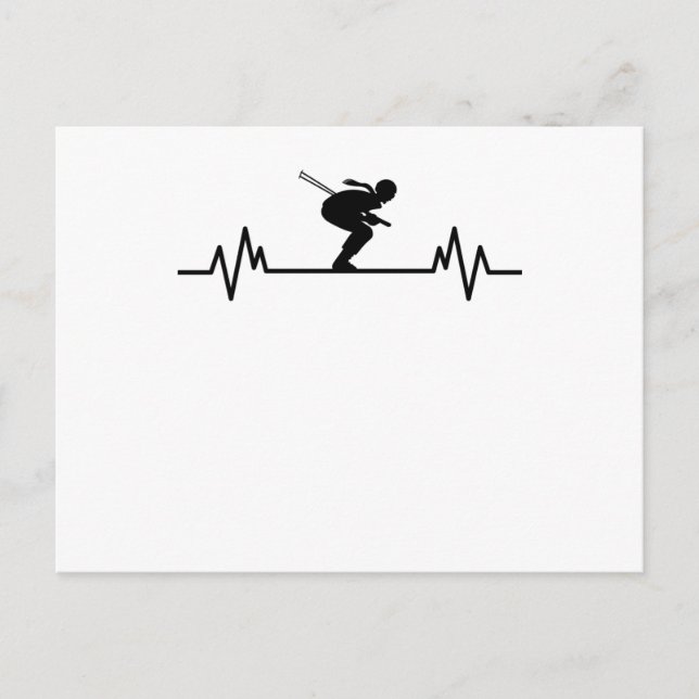 Postal Regalo de ritmo cardíaco de esquí Diversión Esquí  (Anverso)