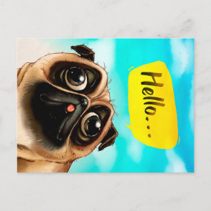 Postal Regalo de saludo para dueño de pug, regalo para am