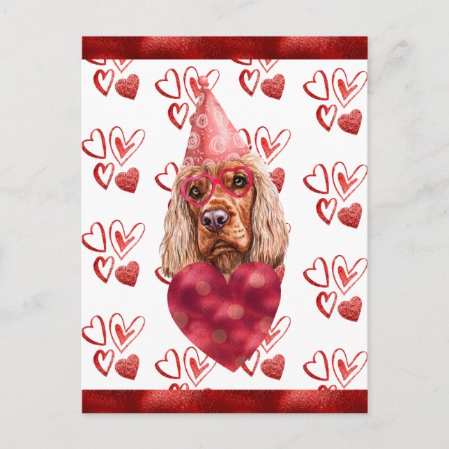 Postal Regalo de San Valentín de Cocker Spaniel Heart Dog (Anverso)
