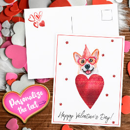 Postal Regalo de San Valentín para perro Corgi