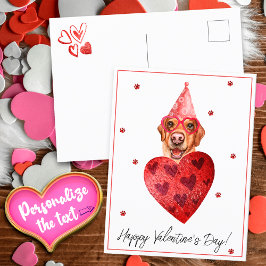 Postal Regalo de San Valentín para perro Labrador Amarill