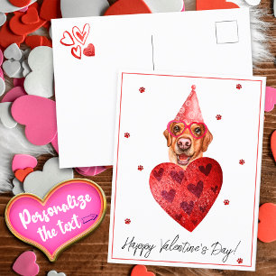 Postal Regalo de San Valentín para perro Labrador Amarill