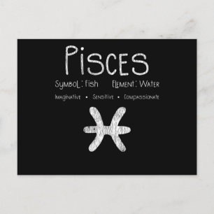 Postal Regalo de signo zodiacal Piscis retro, peces, agua