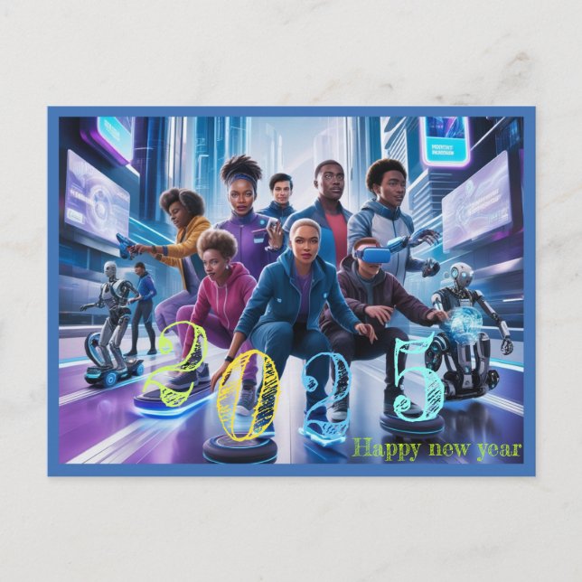 Postal regalo de tipografía feliz año nuevo 2025 (Anverso)