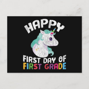 Postal Regalo de Unicornio de Primer Grado Feliz Primer D