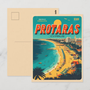 Postal regalo de vacaciones en la playa de Protaras vinta