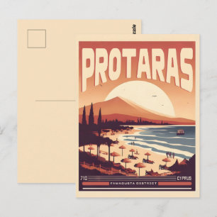 Postal regalo de vacaciones en la playa de Protaras vinta