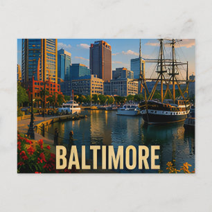 Postal Regalo de viaje al puerto interior de Baltimore Ma