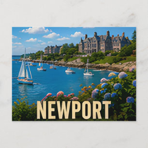 Postal Regalo de viaje costero del puerto de Newport Rhod