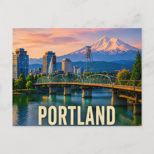 Postal Regalo de viaje de Portland Oregon río montaña