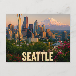 Postal Regalo de viaje de Seattle Washington Ciudad Esmer
