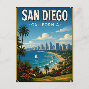 Postal Regalo de viaje del puerto y horizonte costero de