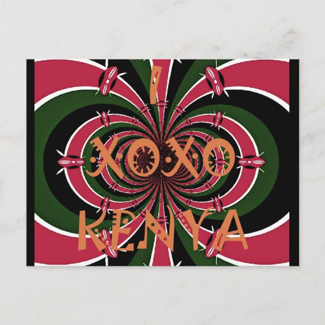 Postal Regalo de viaje keniano - Diseño de abrazos y beso (Anverso)