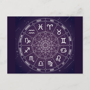 Postal Regalo de zodiac de la rueda de la astrología mode