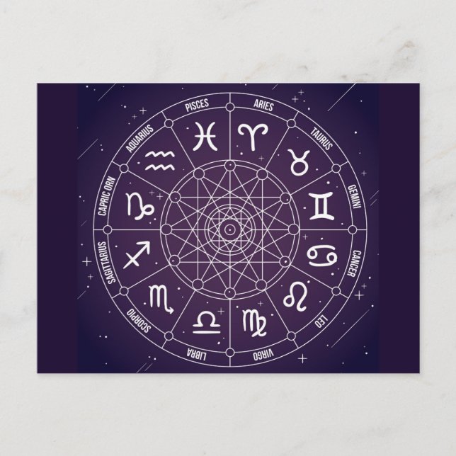 Postal Regalo de zodiac de la rueda de la astrología mode (Anverso)