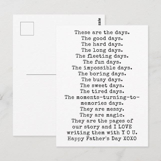 Postal Regalo del Día Feliz del Padre (Anverso / Reverso)