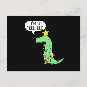 Postal Regalo del Dino Santa Claus de Año Nuevo TRex Árbo