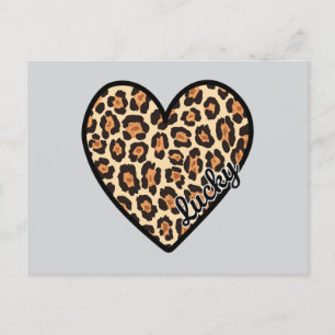Postal Regalo del El día de San Valentín Cute Leopard Hea